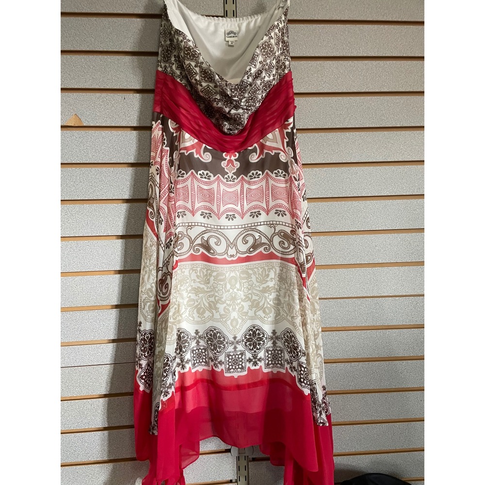 Sangria Women's Size 10 Strapless Dress Brown Red Floral Print Party‎